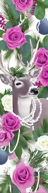 Free printable Christmas bookmarks of a pearl styled reindeer